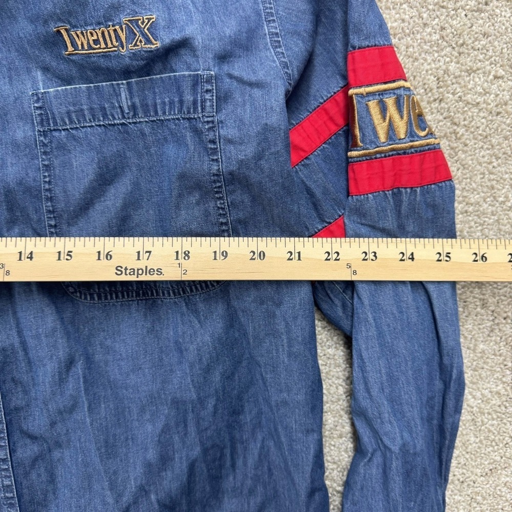 Wrangler TwentyX Denim Shirt Mens XL Blue Western Rodeo Embroidered Long Sleeve - Picture 7 of 10